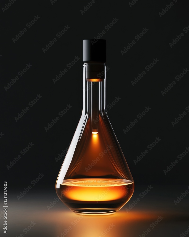 Poster a close-up view of a bottle with a light shining from within