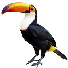 Obraz premium Colorful toucan with vibrant beak isolated on white background