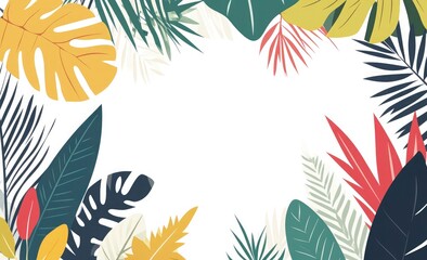 Vibrant Tropical Leaf Border Design for Print or Web