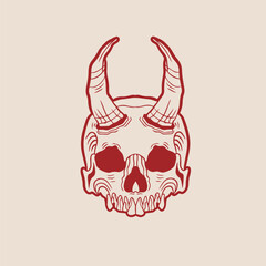 Human head skull surrounded by chains	
