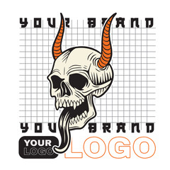 Human head skull surrounded by chains	
