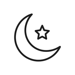 Crescent Star Outline Icon