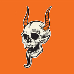 Human head skull surrounded by chains	
