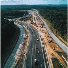 Fototapeta premium Aerial shot of a city redevelopment project featuring green roofs and solar panels