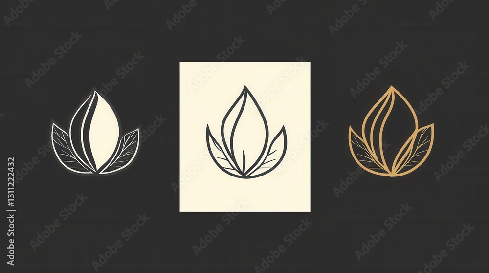 Poster Minimalist nut design featuring almond and walnut in modern abstract line art style perfect for branding or packaging