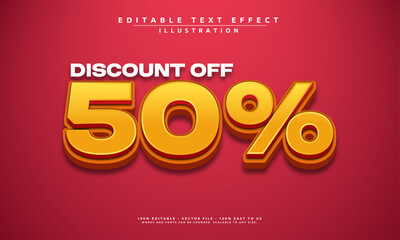 Editable text effect with a bold 50% Discount. Eye-catching, modern, and easy to customize for sales, banners, and more.