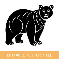 Cute Silhouette of a Bear line art vector cartoon illustration