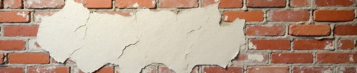 Obraz premium Rough, crumbling plaster, exposed brick, uneven surface, texture, vintage