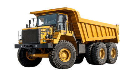 Fototapeta premium yellow dump truck isolated on white background