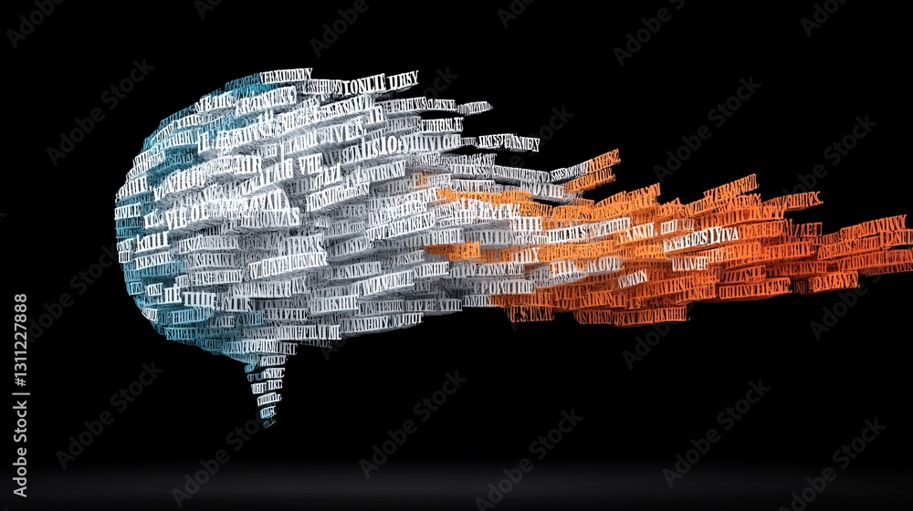 Poster dynamic communication concept with text elements in motion
