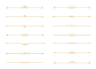 Set of Vintage decorative golden lines. text dividers. Gold line border. Lines separators, Borders, Vintage dividers, Underline elements. Vector illustration