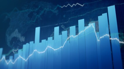 Analyzing business growth trends global market data visualization digital environment analytical view economic insights