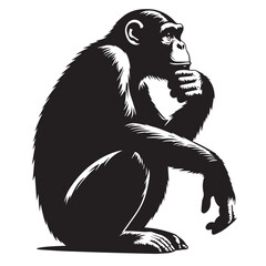 Ape and Monkey collection - vector silhouette, African Animal Silhouettes, Collection of Chimpanzee silhouettes