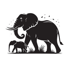 Elephant Vector Silhouette, vector illustration of a set of elephant silhouette, perfect for logos, branding, social media, website designs, educational materials and presentations.