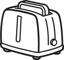 electric toaster oven line art, black outline, vector and illustration, coloring book page line art drawing
