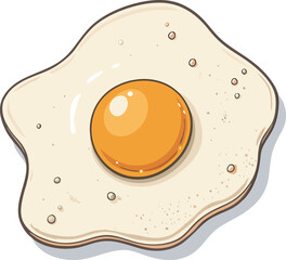 Sunny Side Up Fried Egg - Flat Vector Illustration, Logo & Icon Clipart (Isolated on White Background)