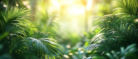 Lush Tropical Rainforest Sunlight.