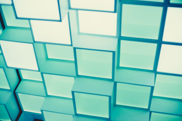 modern futuristic square rectangle green blue light contemporary style wall pattern for background