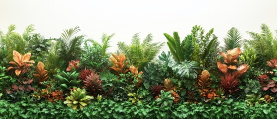 Lush Tropical Greenery Wall - Vibrant Exotic Plants Background