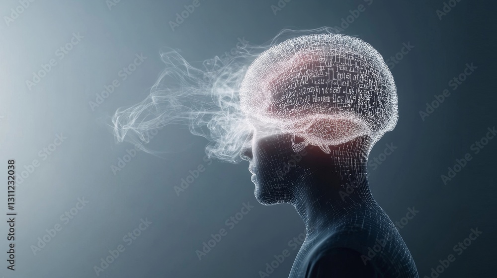 Aufkleber digital representation of a brain with data flowing outward