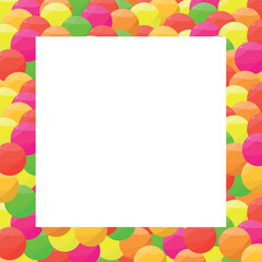 Frame with balls and white background. Greeting card, banner. Concept for a holiday or party.