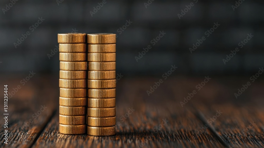 Poster stacks of gleaming golden coins symbolizing financial wealth success and prosperity the image convey
