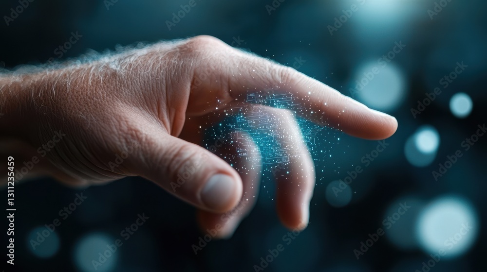 Poster touching the future a captivating digital spark symbolizing the boundless potential of innovation cr