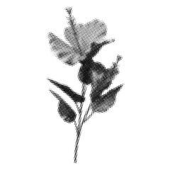 Large hibiscus flower with stem in retro halftone style © Emma