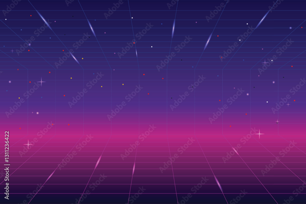 Poster pixel art background.8 bit game. retro game. for game assets in vector illustrations. retro futurism