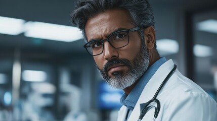 Healthcare professional examines patient with focus on wellbeing in hospital setting Generative AI