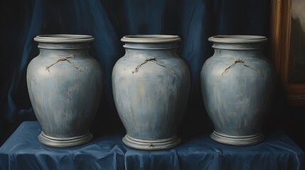 Ancient Greek Vase with Mythological Patterns and Ceramics