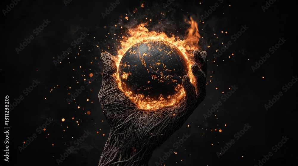 Poster stunning and captivating image depicting a fiery cosmic explosion engulfing the entire universe in a