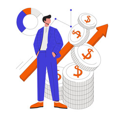 Business Growth and Financial Success Concept. Investment, Profit, and Economic Strategy Illustration