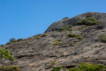 Steep hill slope of Frenchman Peak, granite mountain in Cape Le Grand National Park, Western Australia