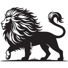 Silhouette lion collection - vector illustration, African savanna animals silhouette vector, Lion head logo icon, lion face vector Illustration, on a isolated background, EPS.