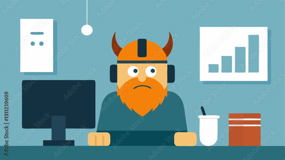 Poster viking with headset the viking is depicted wearing a headset adding a modern touch to his fierce app