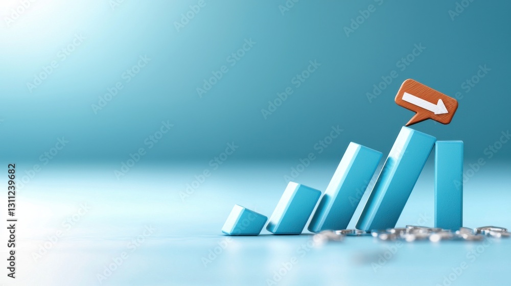 Aufkleber upward and downward business data analytics and financial growth trend chart infographic showing sta