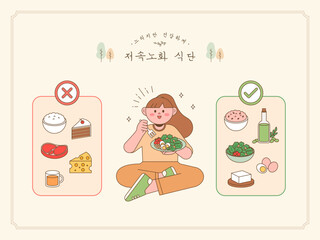 Slow aging diet vegan vegetable healthy food illustration