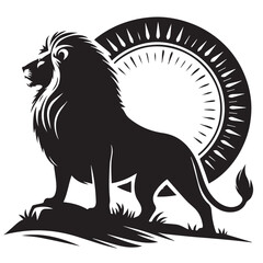 Silhouette lion collection - vector illustration, African savanna animals silhouette vector, Lion head logo icon, lion face vector Illustration, on a isolated background, EPS.