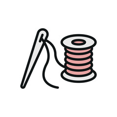 Needle and thread tailor and fashion icon symbolizes precision and creativity, perfect for sewing, embroidery, dressmaking, and textile design.