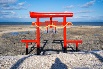 大魚神社の海中鳥居の風景（太良町）