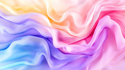Fototapeta premium Flowing multicolor fabric waves on plain backdrop creating beautiful textures