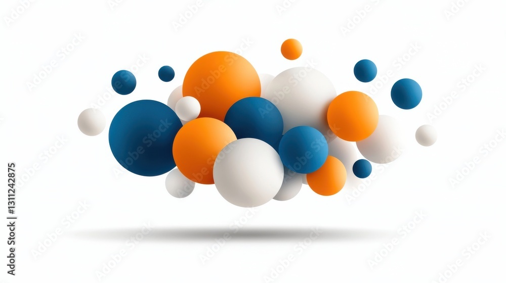 Aufkleber vibrant floating spheres in minimalist digital art composition 3d rendered abstract geometric shapes