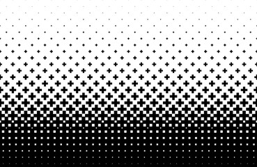 Geometric pattern based on crosses on a white background Seamless in one direction Short fade out Optical halftone effect Transition into Black