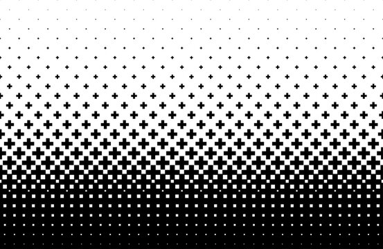 Geometric pattern based on crosses on a white background Seamless in one direction Short fade out Optical halftone effect Transition into Black