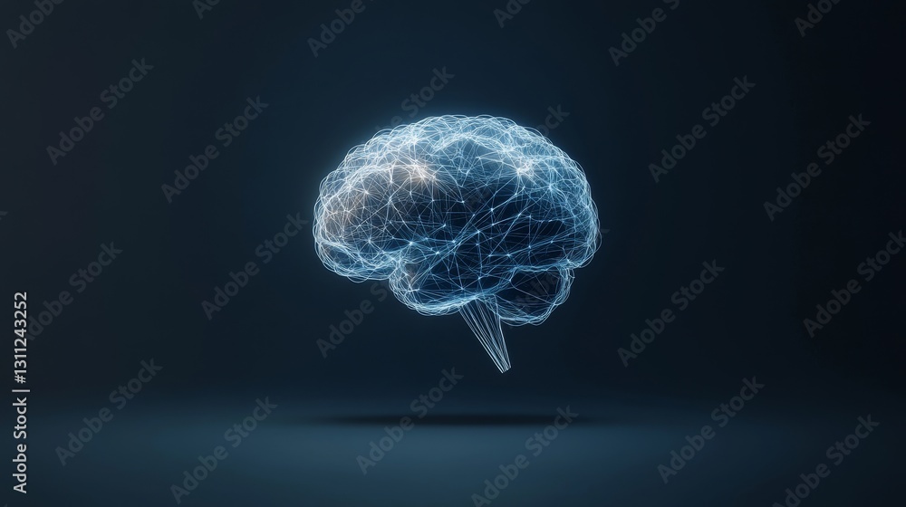 Aufkleber digital brain representation with neural network connections