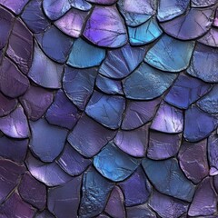 Fototapeta premium Iridescent purple and blue stone scales texture.