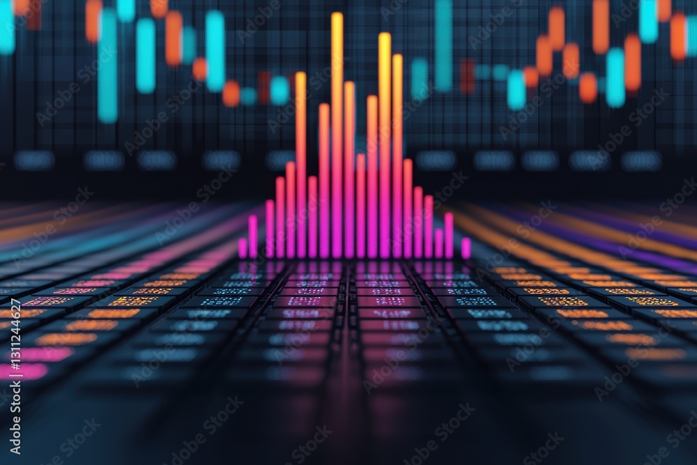 Aufkleber vibrant digital visualization of financial data and market trends depicted through captivating 3d gr