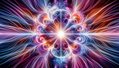 Consciousness A vibrant and abstract representation of consciousness with a central white light