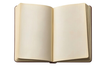 Naklejka premium Open Antique Book with Blank Yellowed Pages on Transparent Background